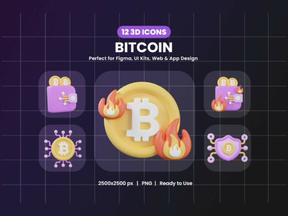 3D Bitcoin Icon Pack: Friendly Visuals for Crypto Projects