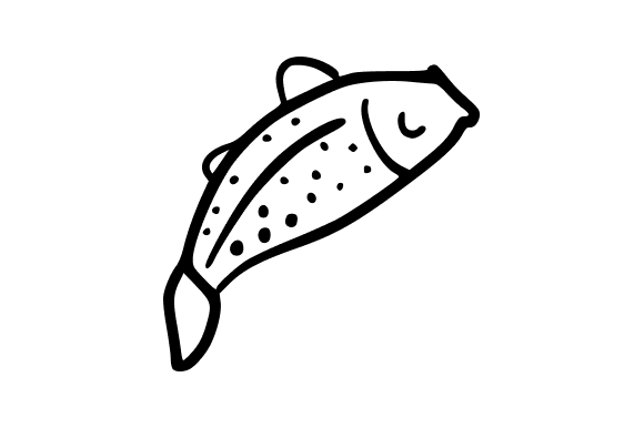 Black Outline Fish Illustration for Creative Projects