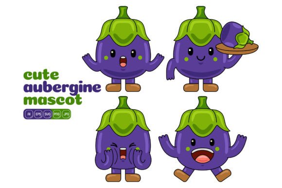 Creative Possibilities with the Cute Aubergine Mascot Vector Pack 03: A Designer's Toolkit for Brand Storytelling