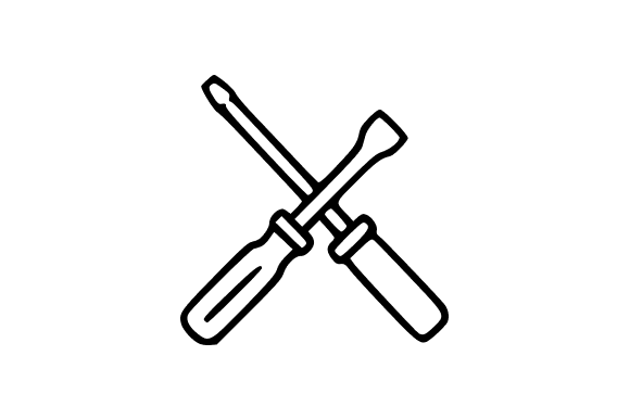 Crossed Screwdrivers Line Art for Modern Creatives