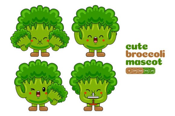 Cute Broccoli Mascot Vector Pack 04: A Versatile Tool for Streamlined Creative Workflows