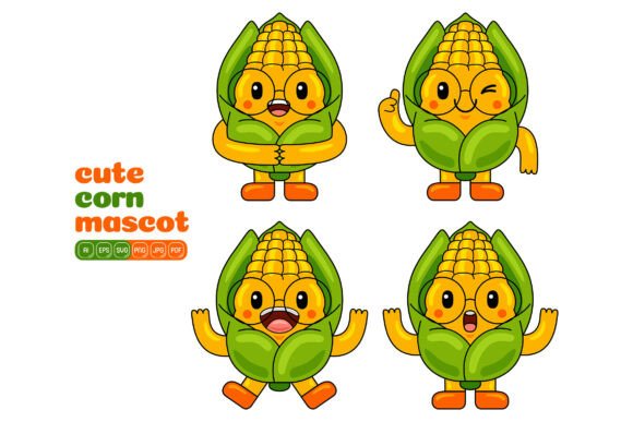 Cute Corn Mascot Vector Pack 03: Versatile Vector Illustrations for Modern Design Workflows