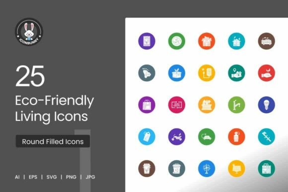 Eco-Friendly Living Round Filled Icons: A Versatile Visual Resource for Sustainability Communication