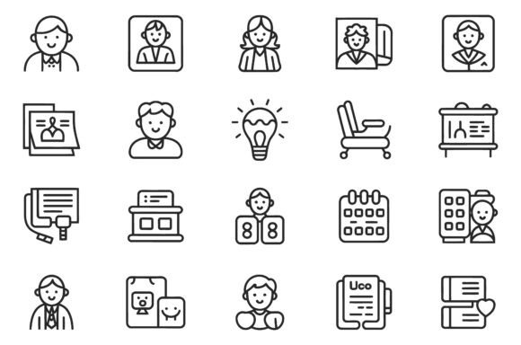 Icons of Workplace Business Elements for Modern Professionals