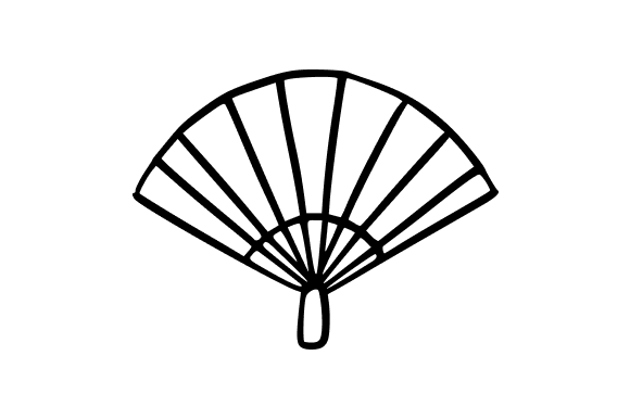Outline Japanese Paper Fan