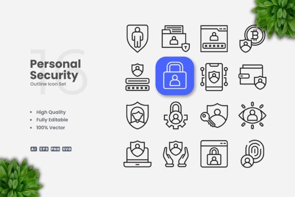 Personal Security Outline Icons: A Versatile Visual Toolkit for Modern Design Needs
