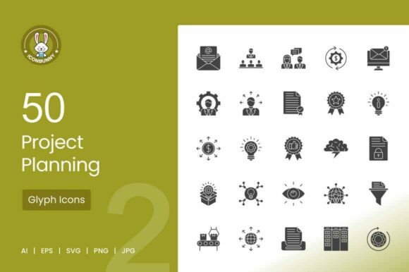 Project Planning Glyph Icons – A Smart Foundation for Visual Communication