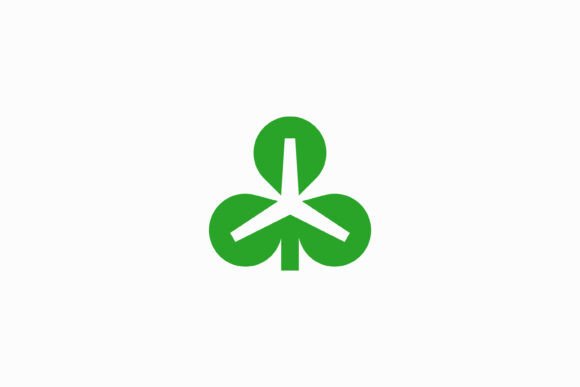Shamrock Windmill Logo Abstract Nature: A Green Energy Visual Identity for Modern Brands
