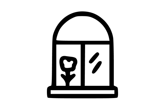 Window with Flowers Outline for Modern Design Projects